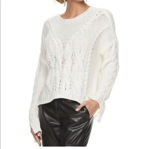 NWT CARA SANTANA WINTER WHITE IVORY CABLE KNIT SWEATER SZ M